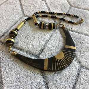 VTG Boho Wooden Beaded Necklace